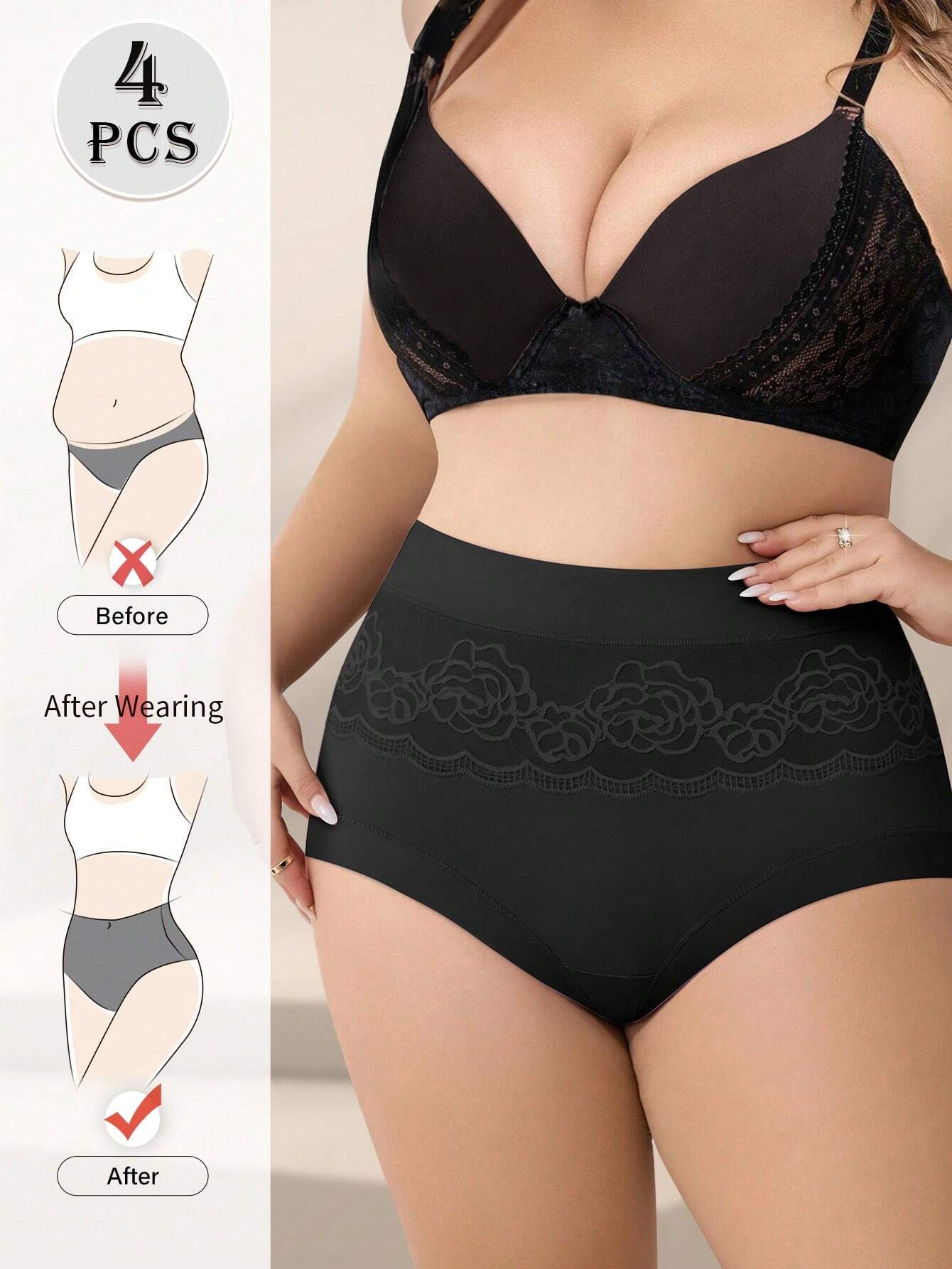 Florya Sculpt High-Waist Rose Mesh Briefs