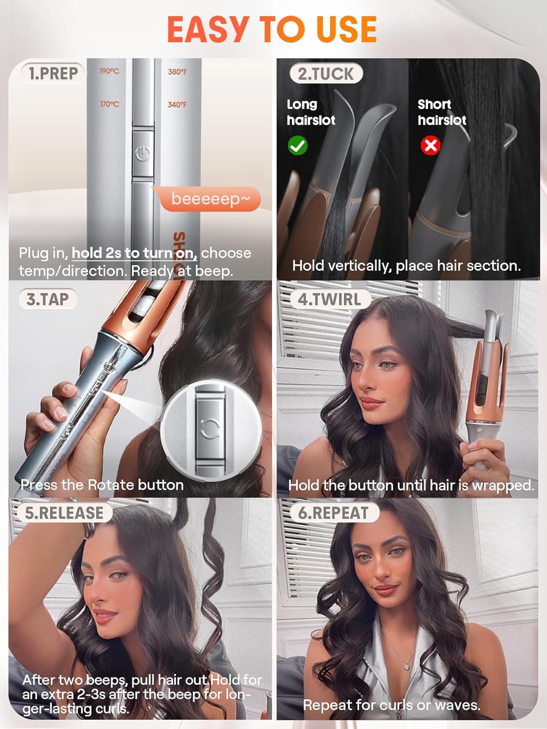 Professional Auto Rotating Curling Iron - 2 Way Rotation