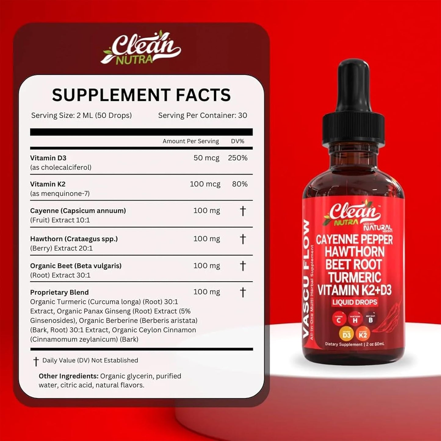 Clean Nutra VascuFlow – Cayenne & Herbal Drops.
