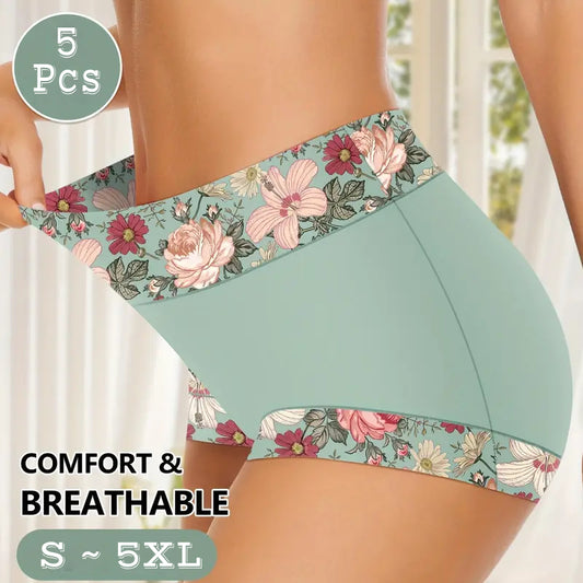 Elegance 5Pcs High Waist Briefs Soft, Breathable Comfort