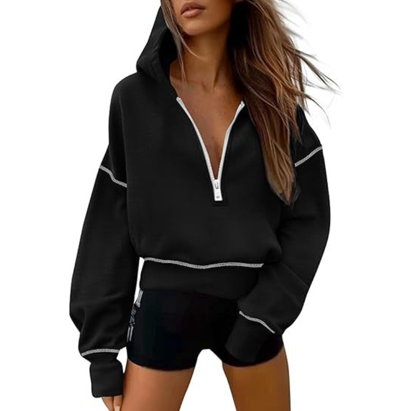 Women’s Cropped Fleece Half-Zip Hoodie