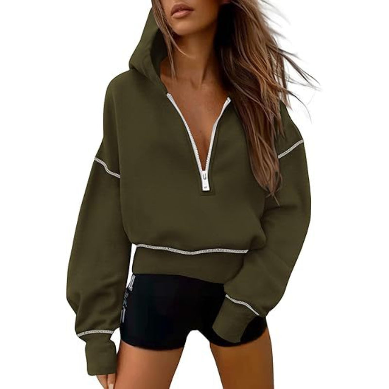 Women’s Cropped Fleece Half-Zip Hoodie
