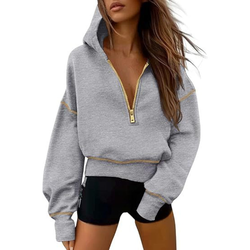 Women’s Cropped Fleece Half-Zip Hoodie