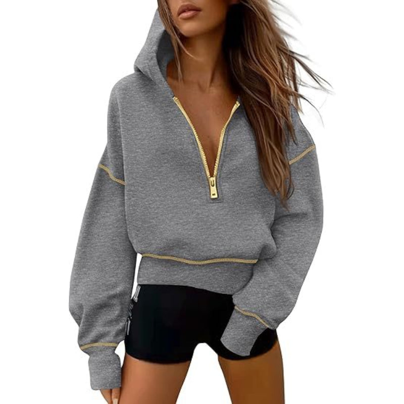 Women’s Cropped Fleece Half-Zip Hoodie