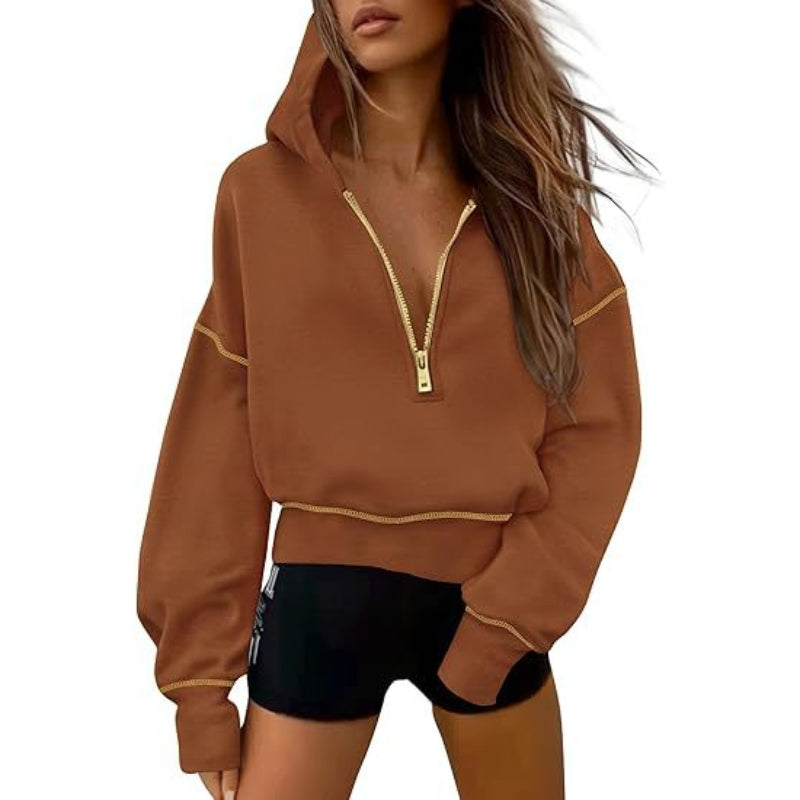 Women’s Cropped Fleece Half-Zip Hoodie
