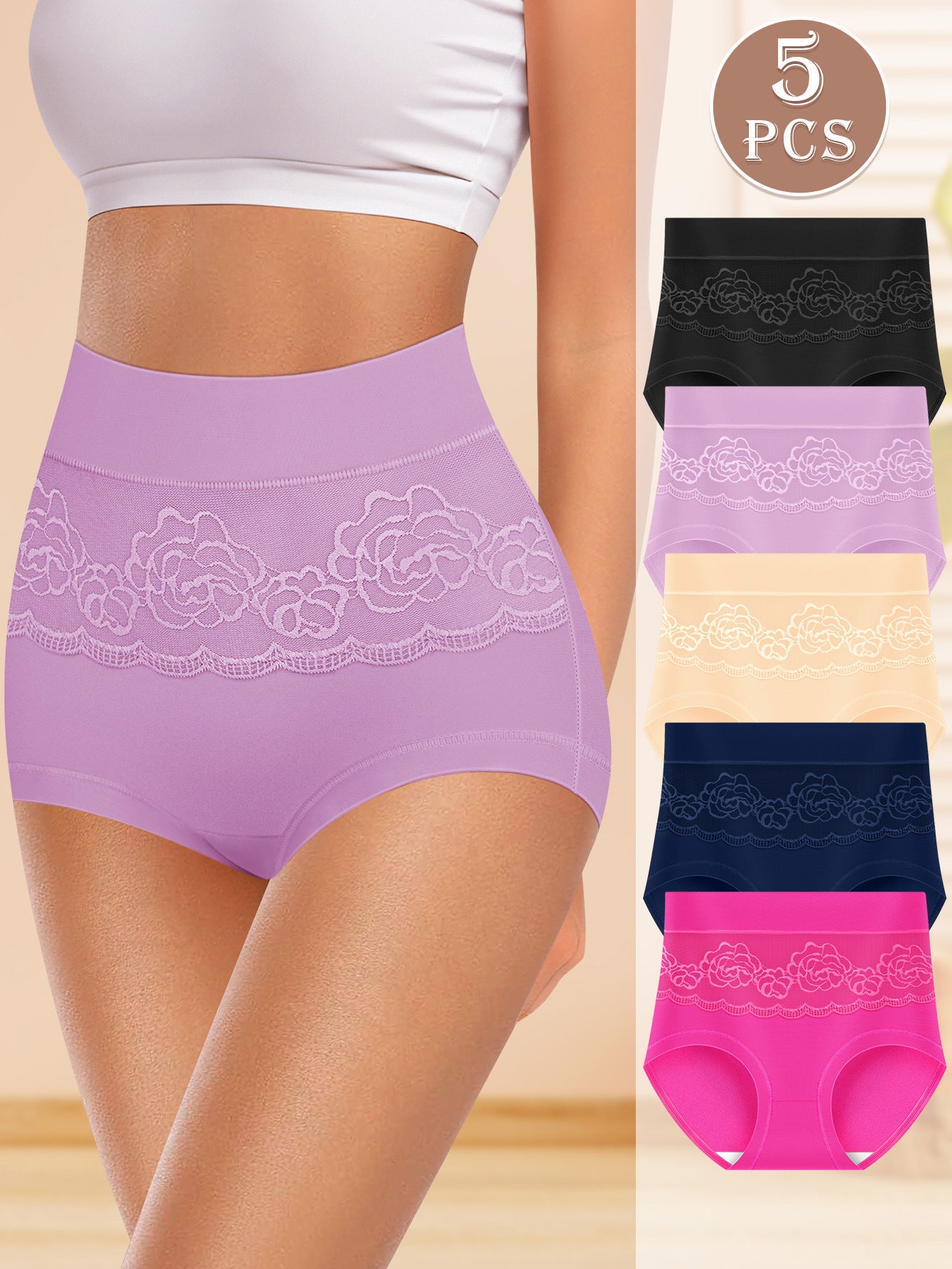 Florya Sculpt High-Waist Rose Mesh Briefs