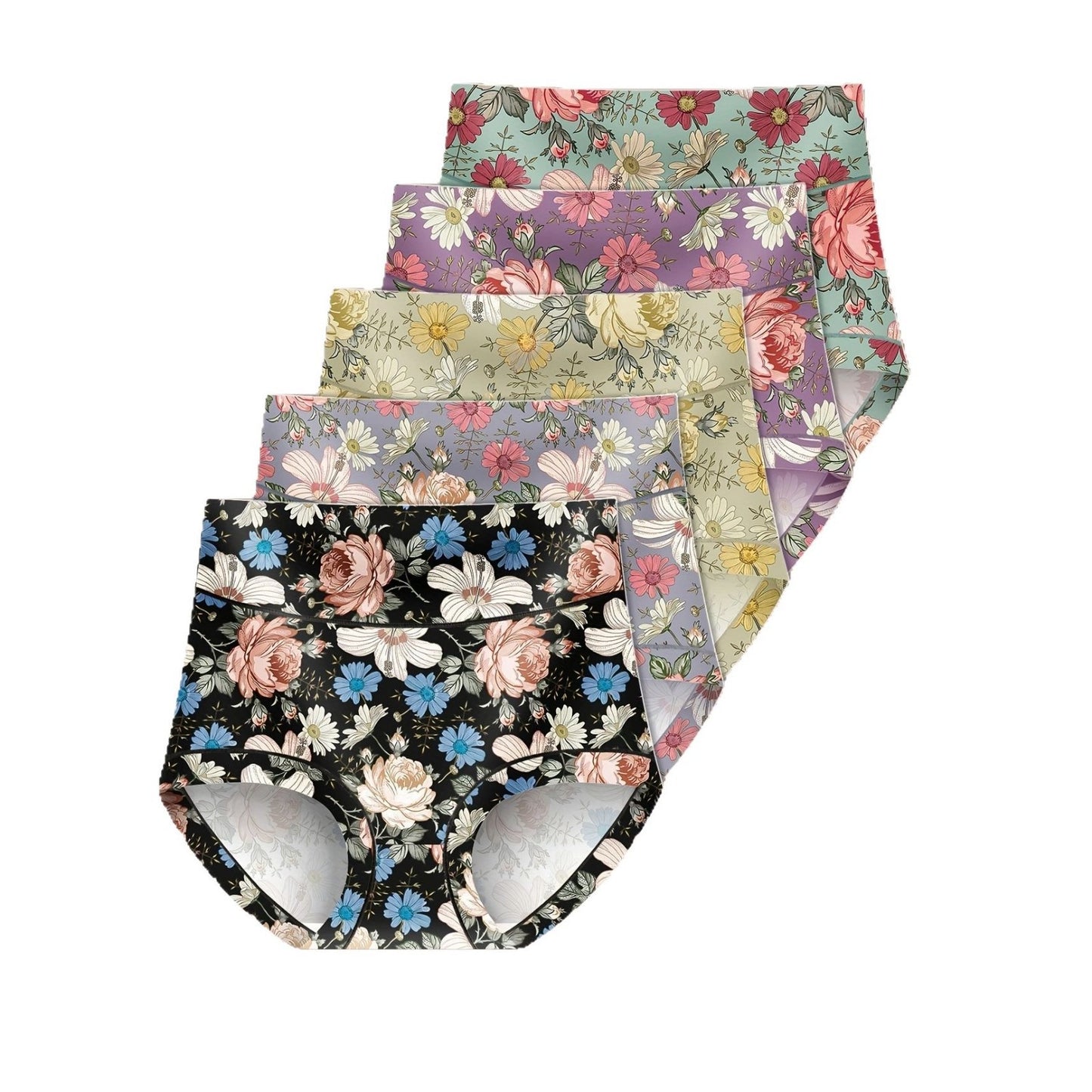 Elegance 5Pcs High Waist Briefs Soft, Breathable Comfort