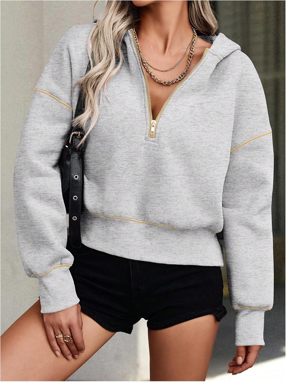 Women’s Cropped Fleece Half-Zip Hoodie