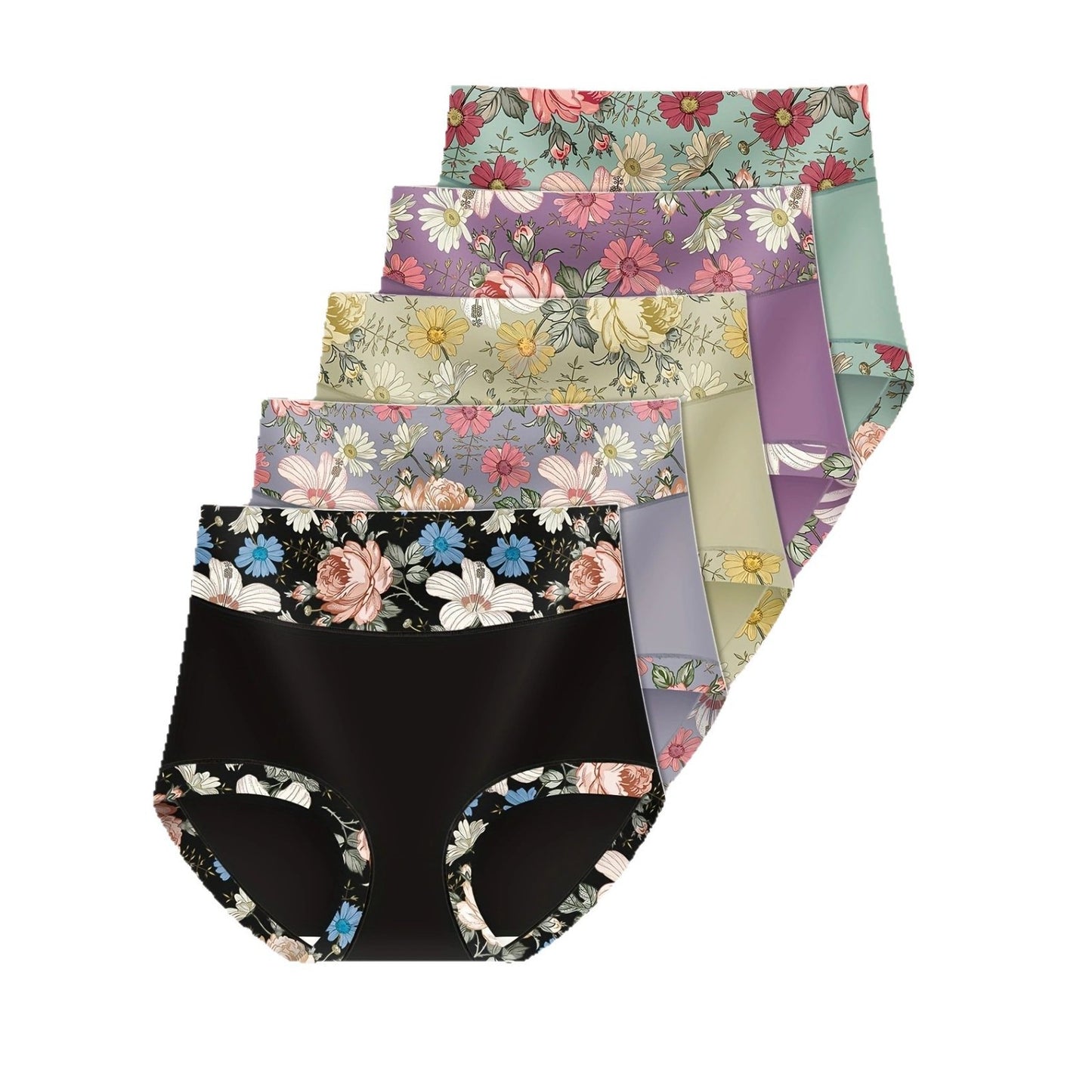Elegance 5Pcs High Waist Briefs Soft, Breathable Comfort