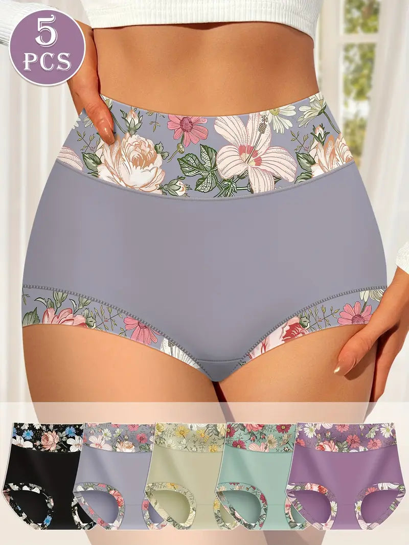 Elegance 5Pcs High Waist Briefs Soft, Breathable Comfort