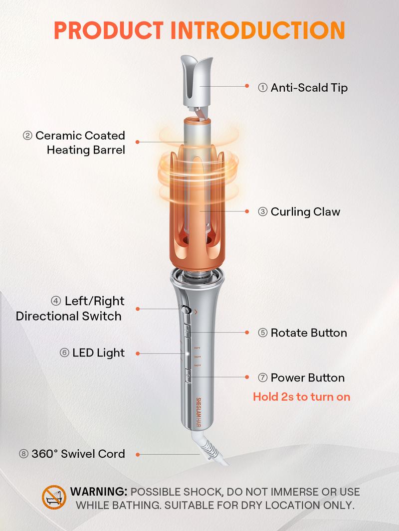 Professional Auto Rotating Curling Iron - 2 Way Rotation