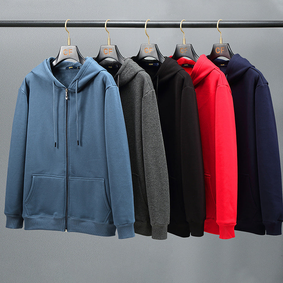 Winter Fleece Hoodies Solid Color Jacket