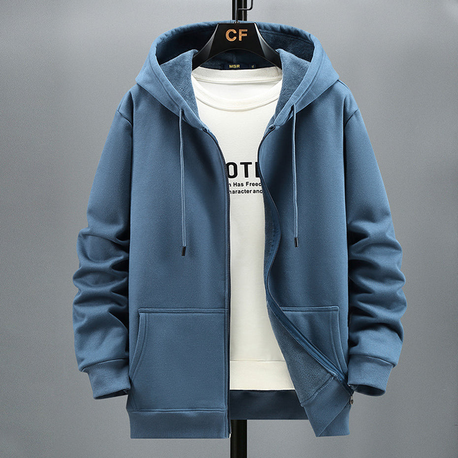 Winter Fleece Hoodies Solid Color Jacket