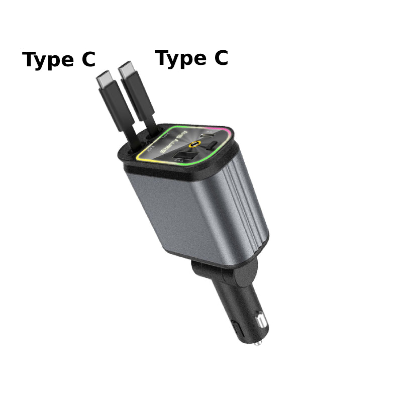4 in 1 Retractable Car Charger with Starlight