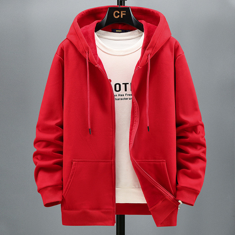 Winter Fleece Hoodies Solid Color Jacket