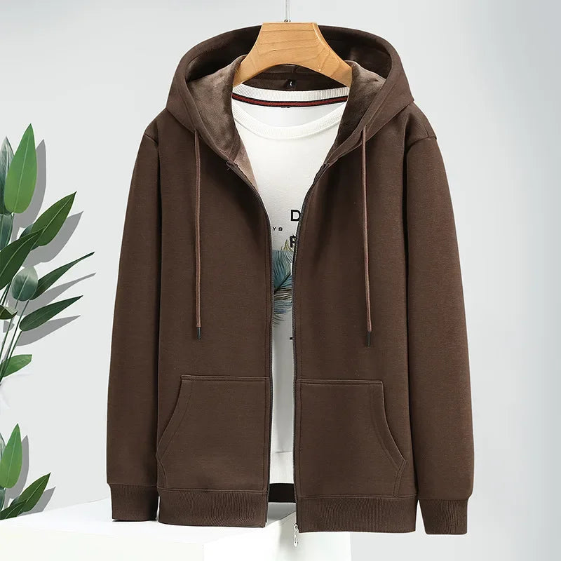 Winter Fleece Hoodies Solid Color Jacket